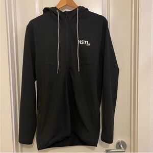 HSTL MADE full Zip Tech Hooded Jacket Workout Pump Gym train Large Black White